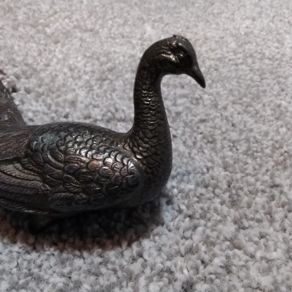 Vintage Peacock Trinket Dish Metallic Decor - Picture 4 of 5